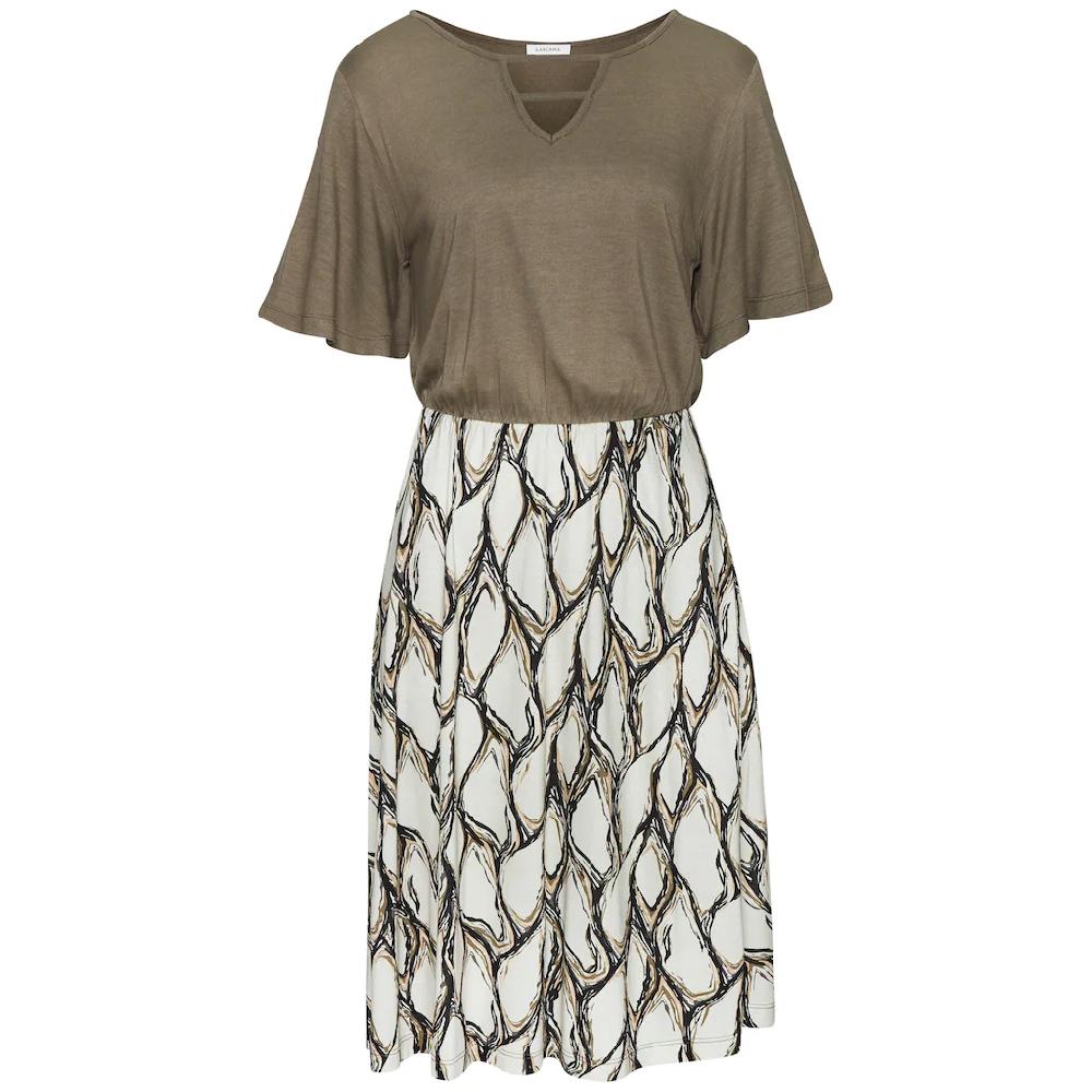 LASCANA Jerseykleid mit Cut-Out Shirtkleid Damen weite Ärmel Alloverprint Fabrikpreis