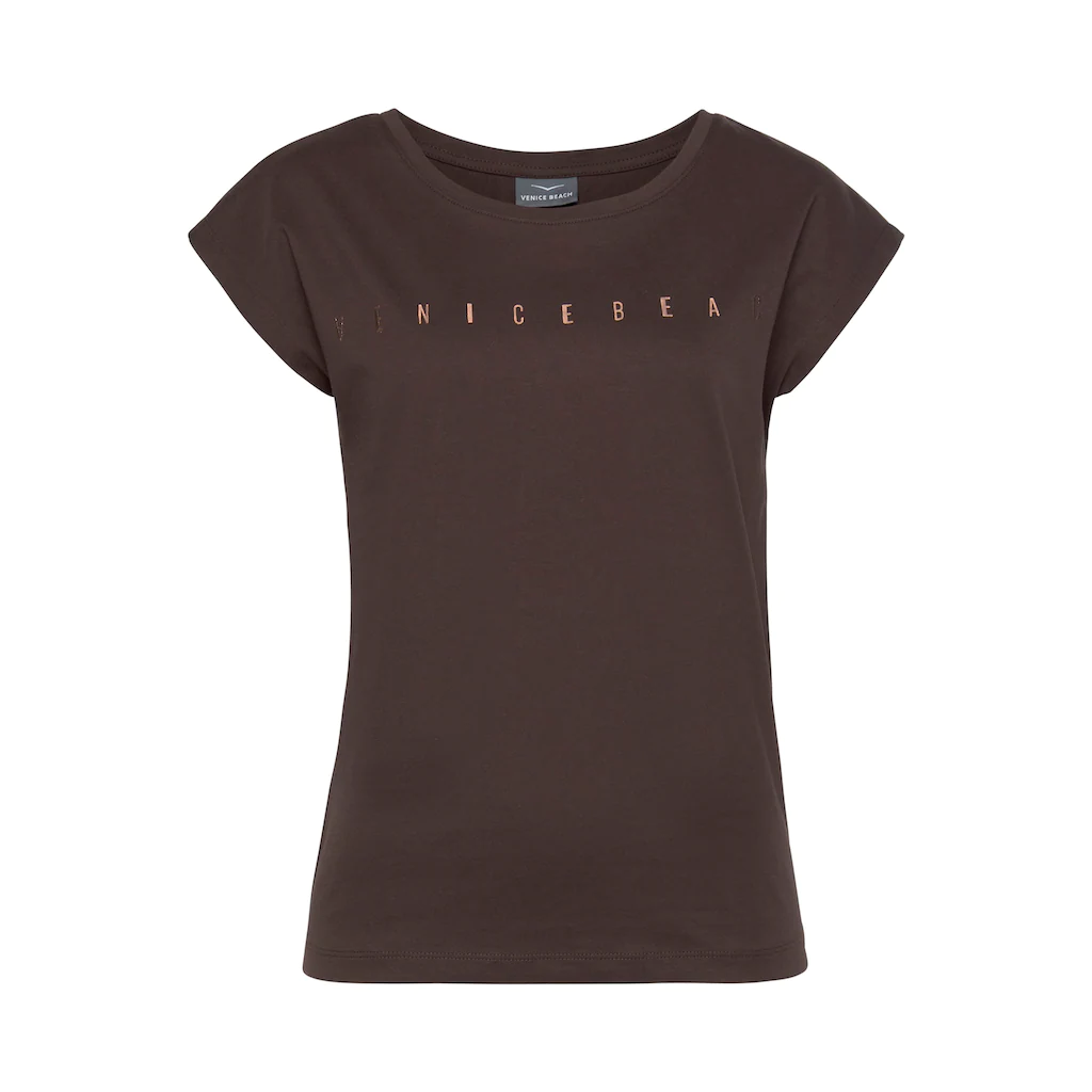 Venice Beach Kurzarmshirt mit glänzendem Logodruck T-Shirt aus Baumwolle Flash Sale