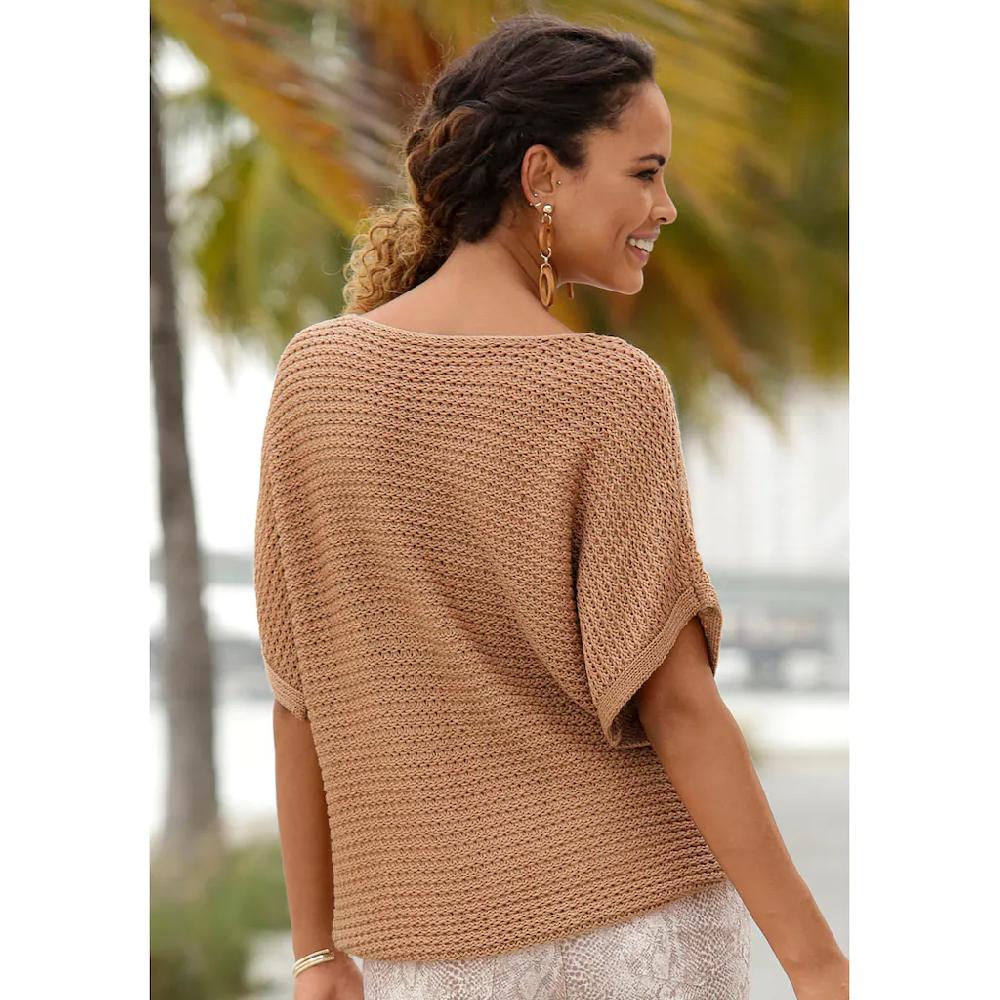 LASCANA Kurzarmpullover in luftigem Ajourstrick Strickpullover sommerlich Exklusivangebot