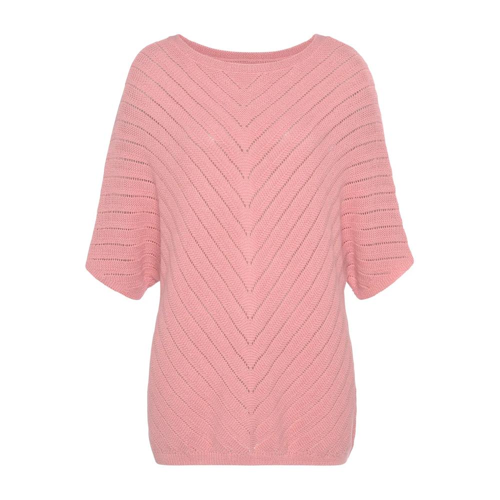 LASCANA Ajourpullover mit kurzen Ärmeln lockerer Strickpullover aus Baumwolle Saisonschlussverkauf