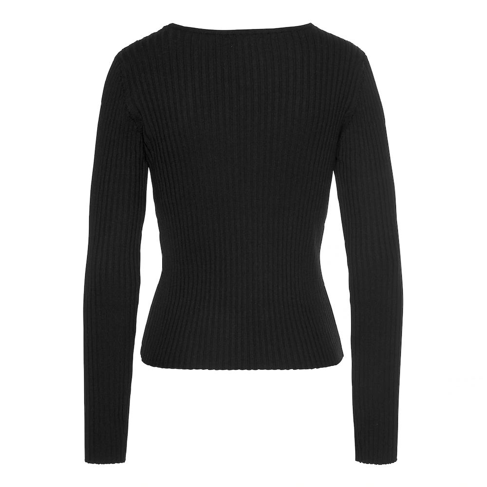 LASCANA V-Ausschnitt-Pullover mit Zierperlen figurbetonter Strickpullover elastisch Black Friday