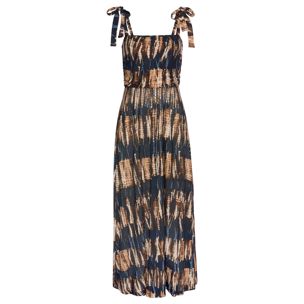 Buffalo Maxikleid mit Trägern zum Knoten im Alloverprint Sommerkleid Strandkleid Vatertagsangebot