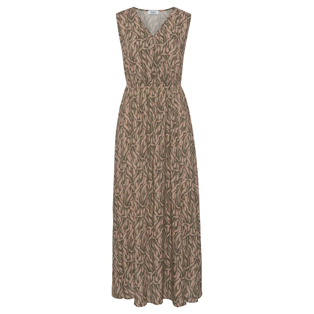Buffalo Maxikleid im Alloverprint mit V-Ausschnitt und Schlitz Sommerkleid Strandkleid Neueste Mode