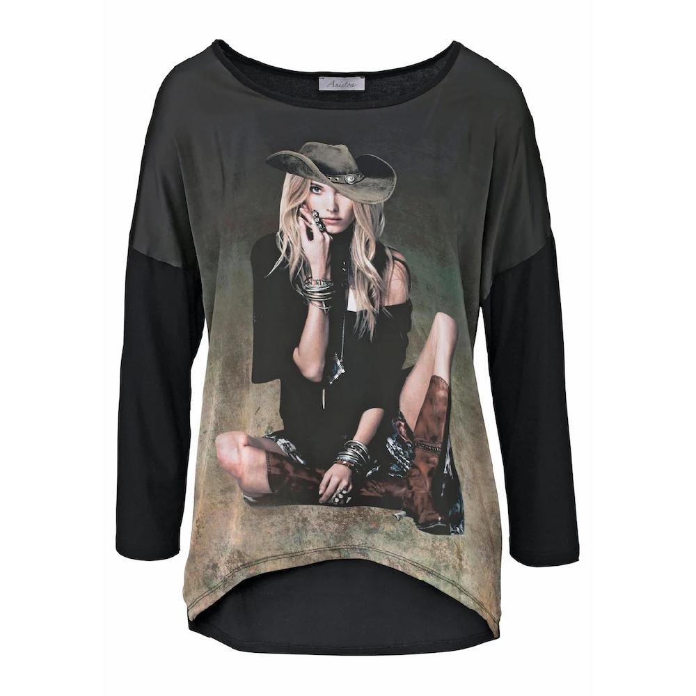 Aniston CASUAL Langarmshirt mit femininem Frontdruck Zeitbegrenzte Promotion