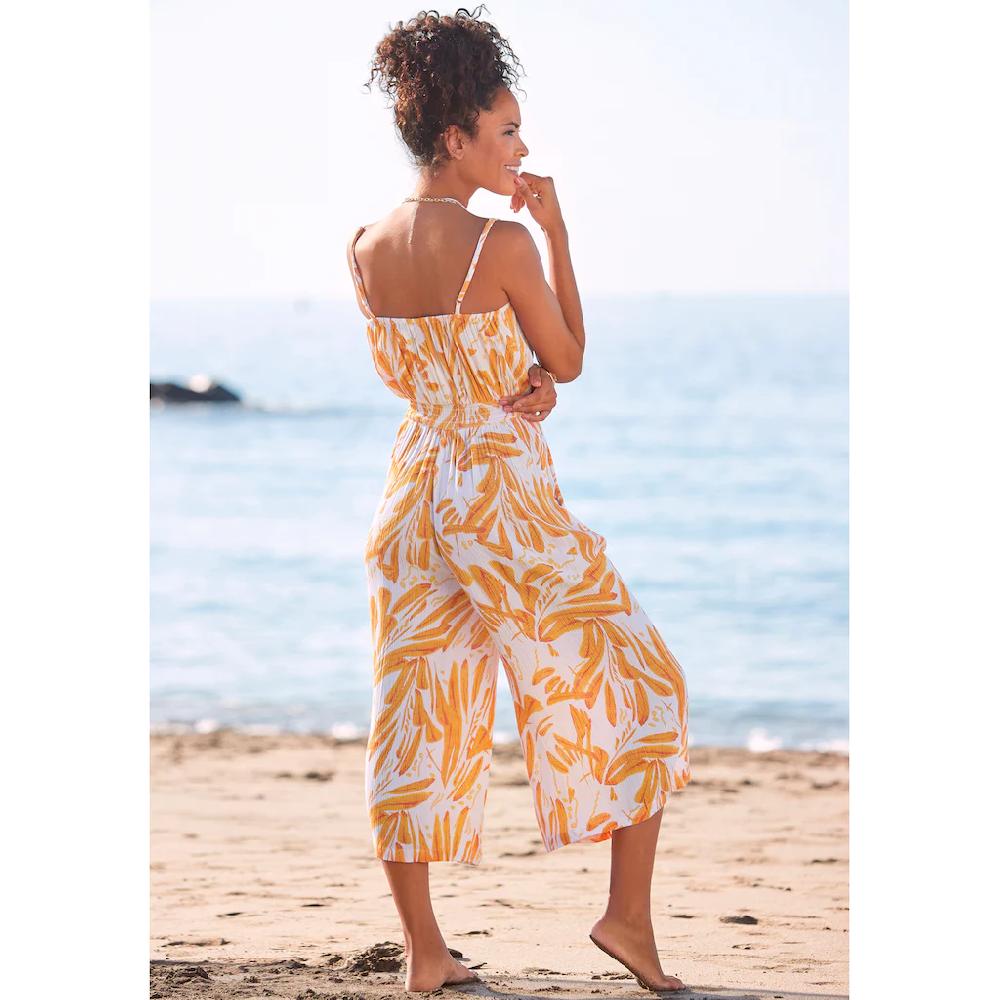 s.Oliver Culotte-Overall mit Alloverdruck sommerlicher Jumpsuit mit extraweitem Bein Im Verkauf