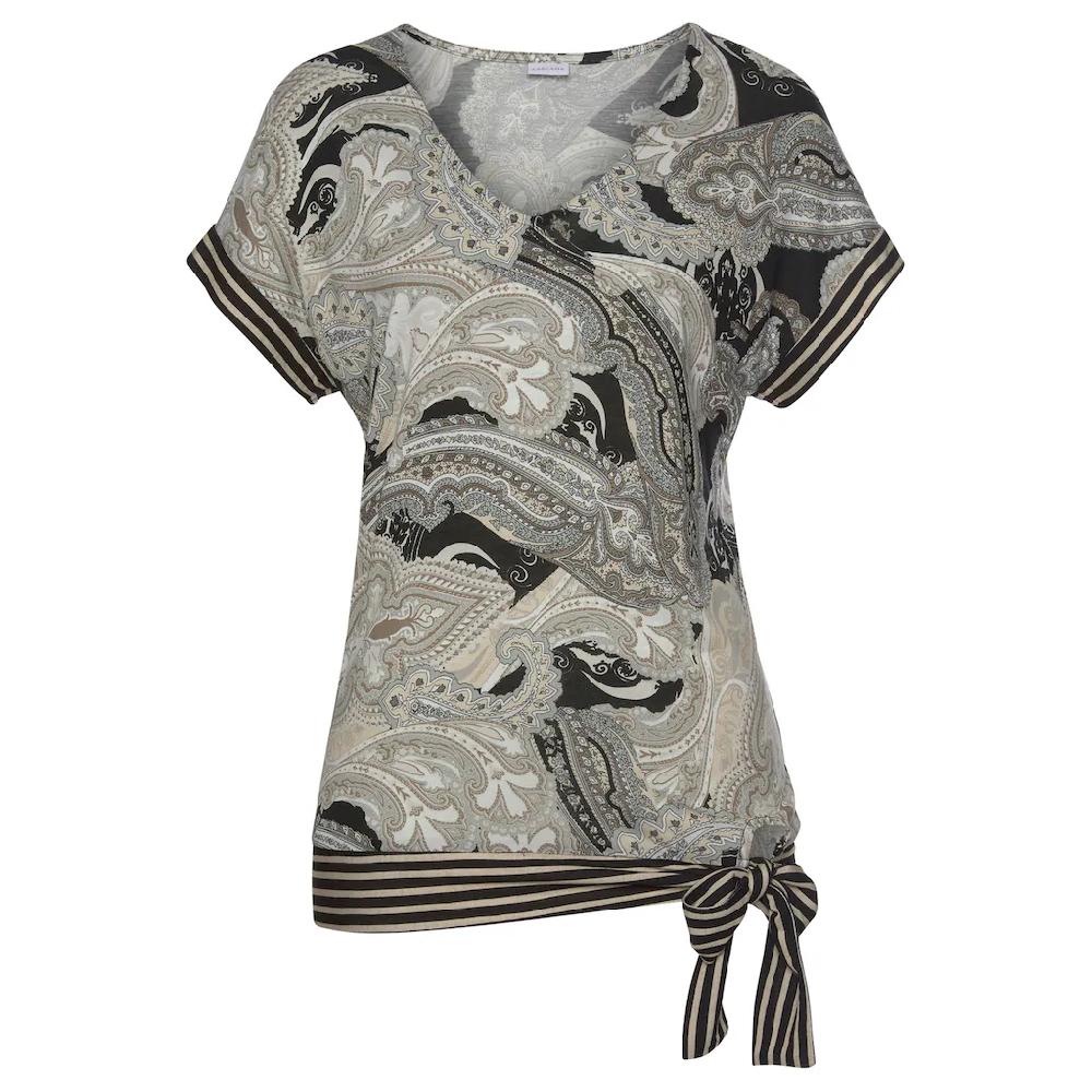 LASCANA Kurzarmshirt mit Paisleyprint und Schleifendetail V-Ausschnitt Blusenshirt zollfrei