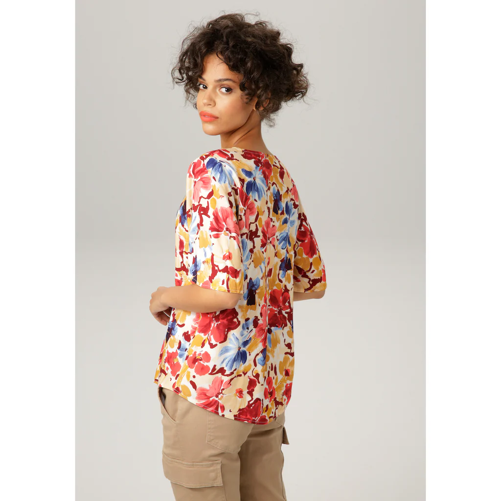 Aniston CASUAL Schlupfbluse mit farbintensiven Blüten bedruckt 50% Rabatt für begrenzte Zeit