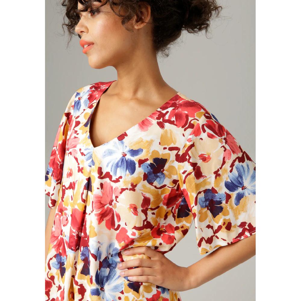 Aniston CASUAL Schlupfbluse mit farbintensiven Blüten bedruckt 50% Rabatt für begrenzte Zeit