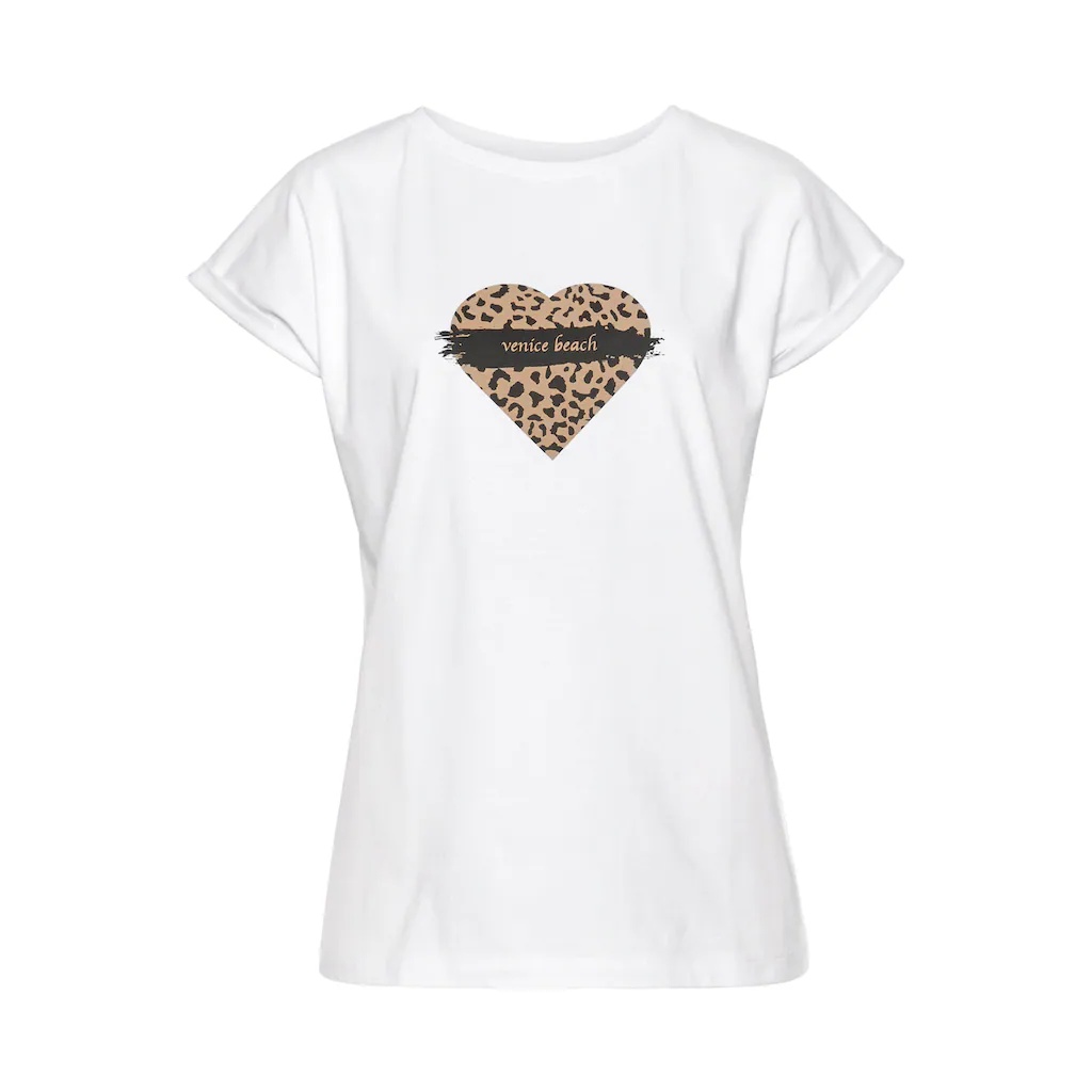 Venice Beach Kurzarmshirt mit Frontprint T-Shirt aus Baumwolle lockere Passform Angebote
