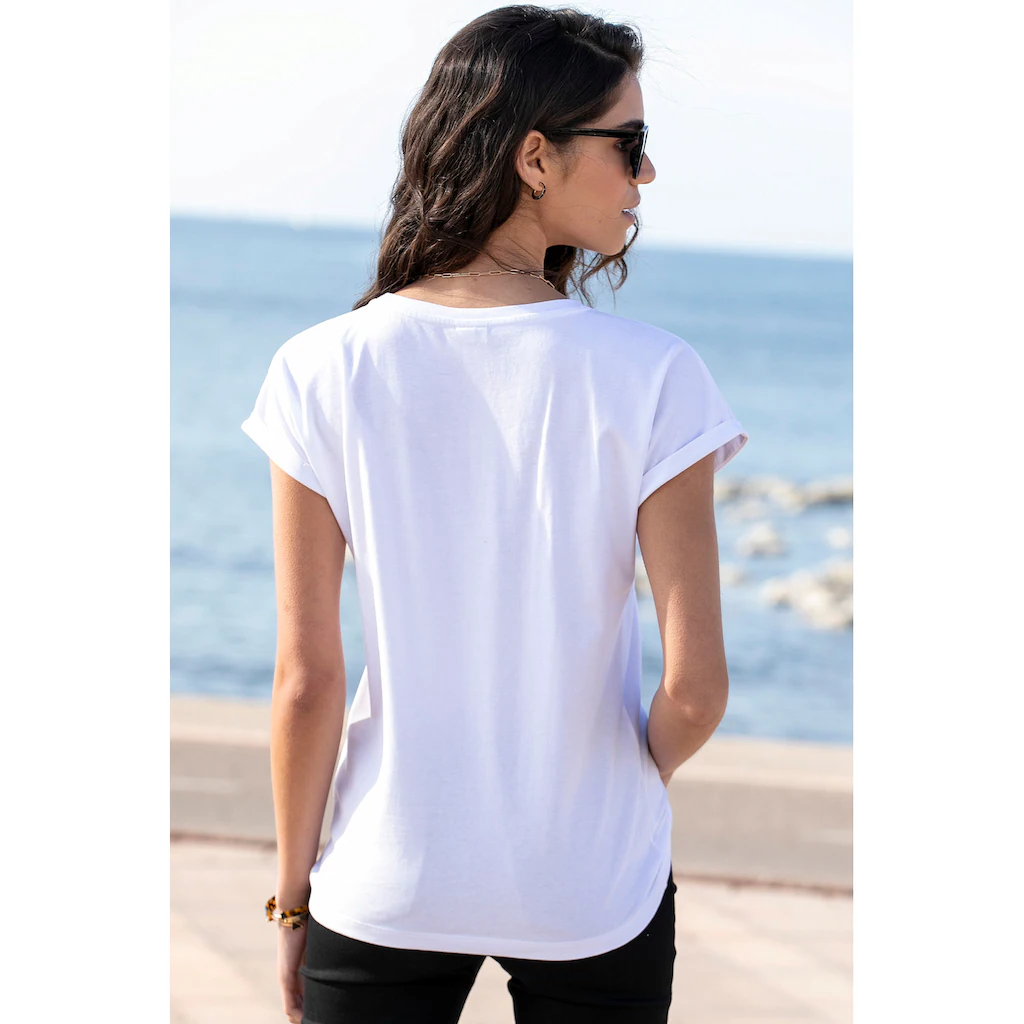 Venice Beach Kurzarmshirt mit Frontprint T-Shirt aus Baumwolle lockere Passform Angebote