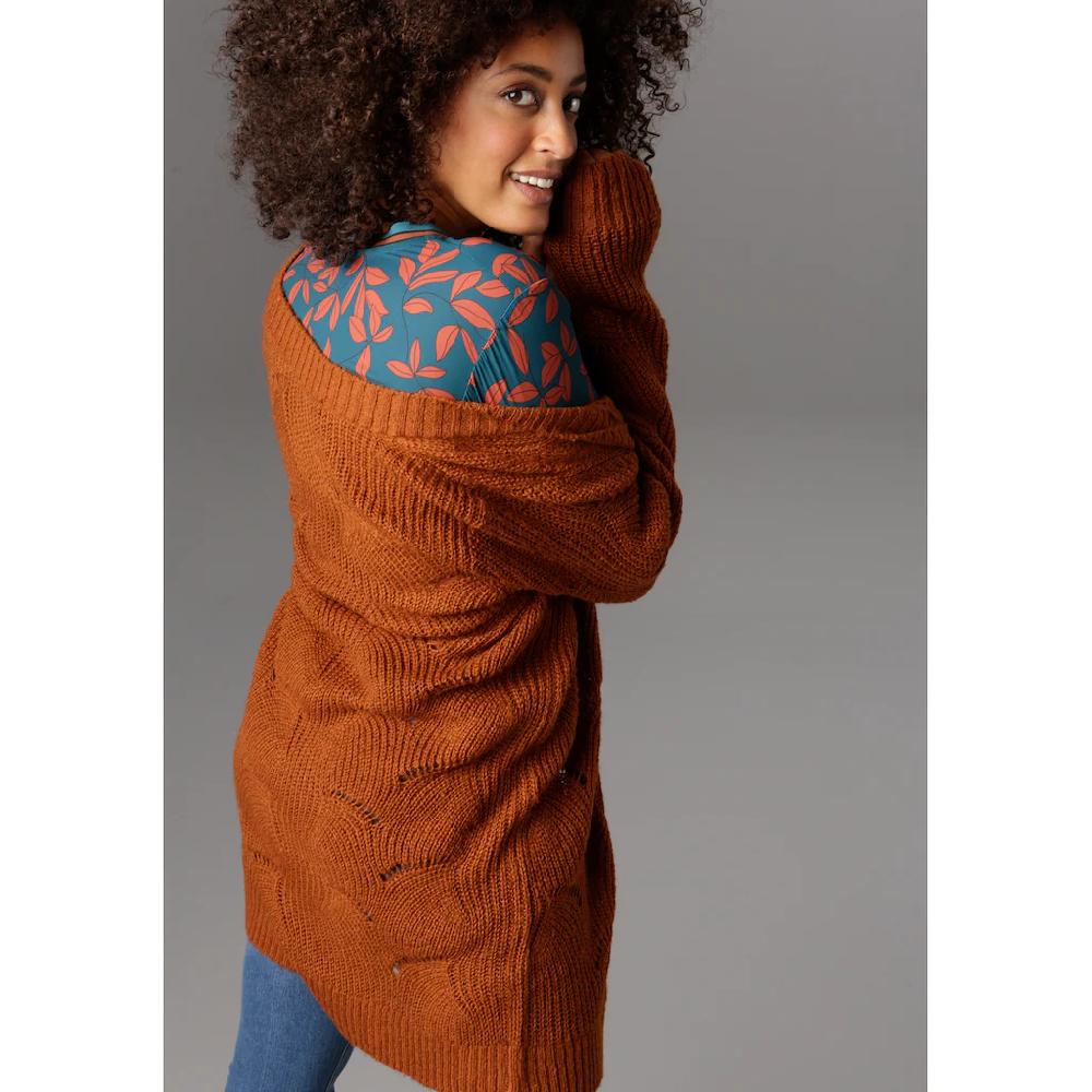 Aniston SELECTED Longstrickjacke mit Lochstrick-Muster Fabrik Onlineshop