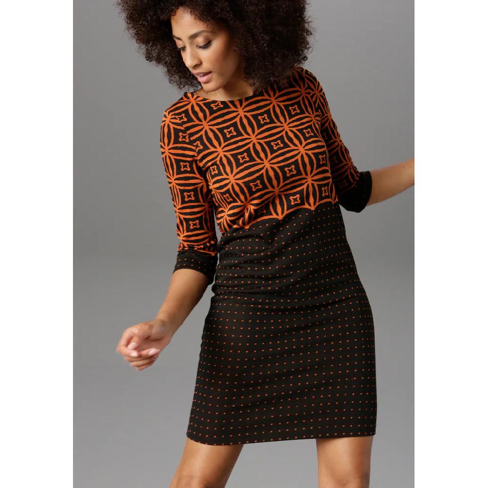 Aniston SELECTED Jerseykleid mit modernem Muster- und Punkte-Design