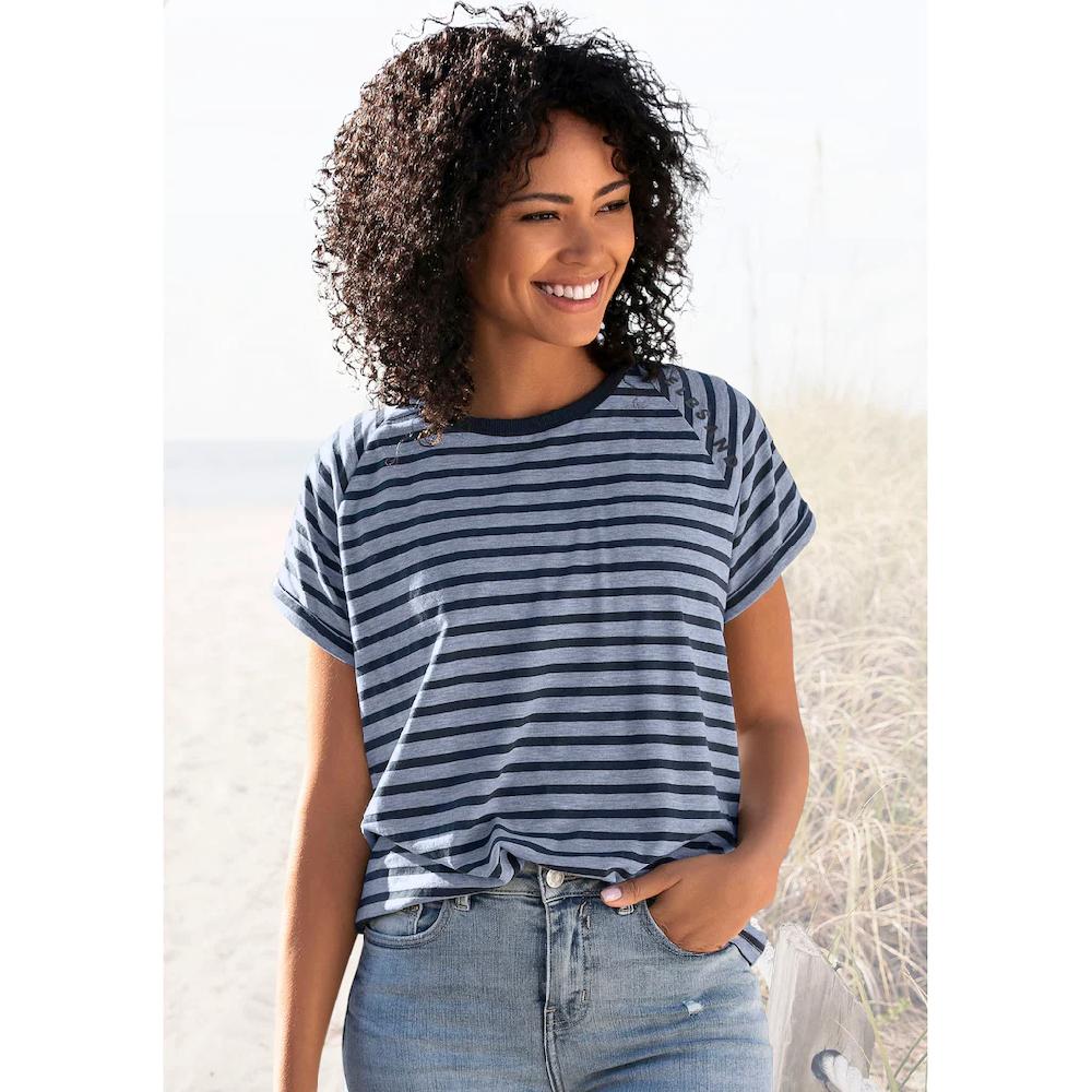 Elbsand Kurzarmshirt »Caira« mit Streifen T-Shirt aus Baumwoll-Mix sportlich und bequem
