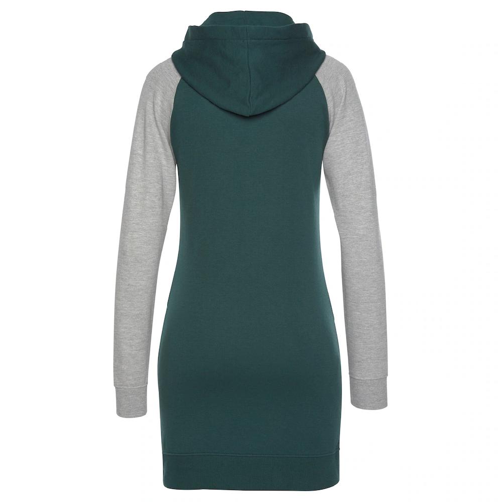 Bench. Loungewear Sweatkleid mit Kapuze und farblich abgesetzten Ärmeln Black Friday