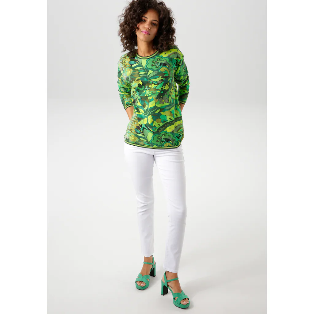 Aniston CASUAL Sweatshirt mit extravagantem Druck im Batik-Dessin - NEUE KOLLEKTON Heißer Verkauf