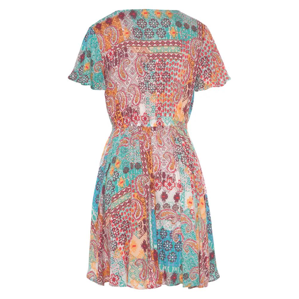 LASCANA Druckkleid aus gekreppter Viskose farbenfrohes Sommerkleid Strandkleid Zeitlich begrenztes Angebot