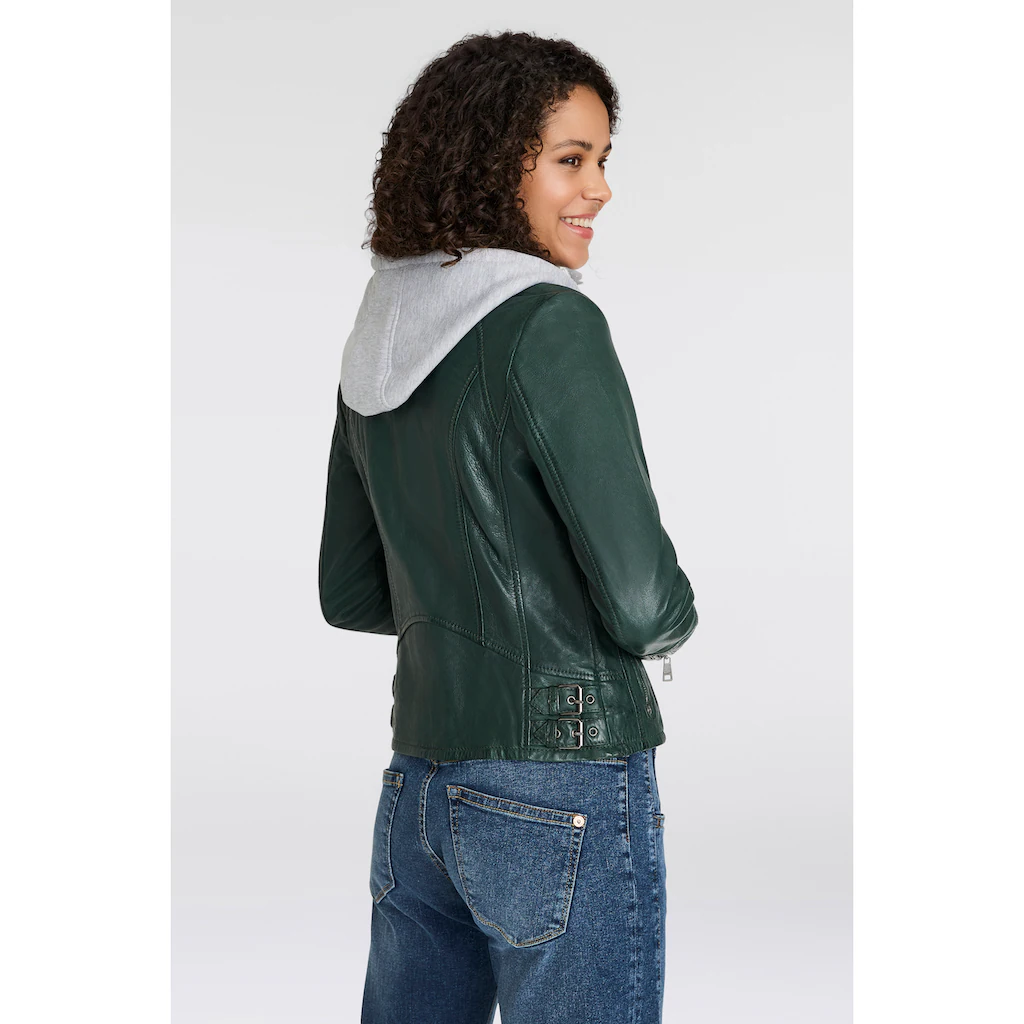 Mauritius Lederjacke »Nola LEGV« mit Kapuze mit abnehmbarer Jersey-Kapuze Kauf eins, bekomm eins gratis