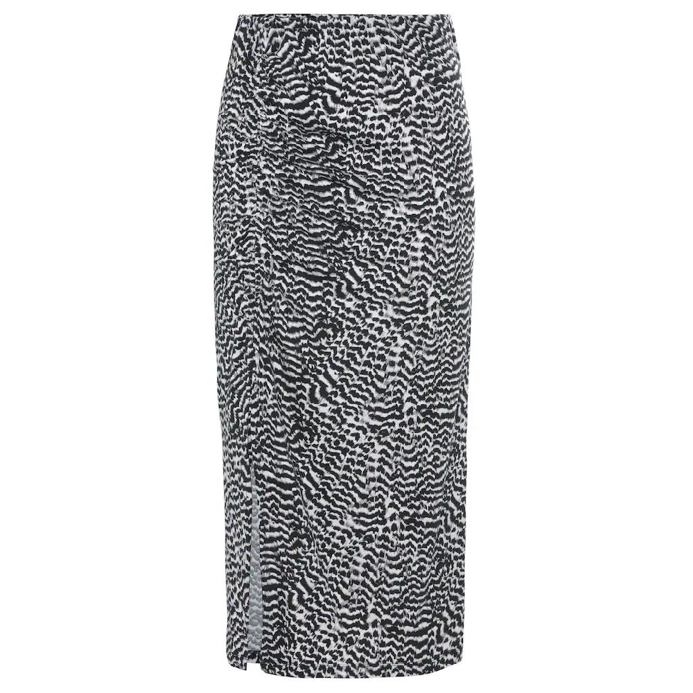 Vivance Midirock mit seitlicher Raffung und Schlitz Jerseyrock in Animalprint Tägliche Deals