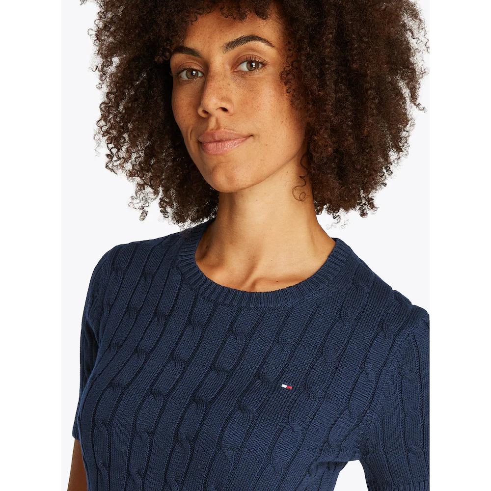 Tommy Hilfiger Kurzarmpullover »1985 CO MINI CABLE C-NK SS SWT« in tollem Strickmuster Wochenangebot