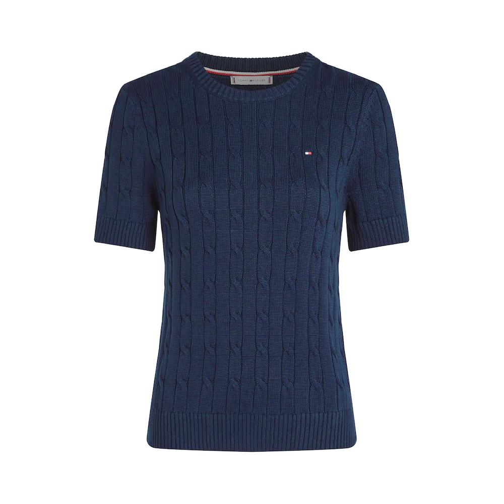 Tommy Hilfiger Kurzarmpullover »1985 CO MINI CABLE C-NK SS SWT« in tollem Strickmuster Wochenangebot