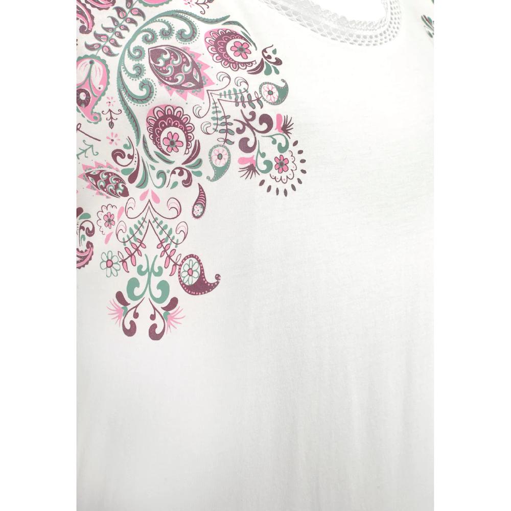 Beachtime Kurzarmshirt »mit Print und zarter Spitze am Ausschnitt« aus weicher Viskose-Baumwoll-Qualität JETZT KAUFEN
