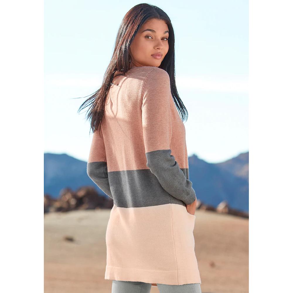 Vivance Cardigan mit Colorblock-Optik und Taschen lange Strickjacke Neueste Stile