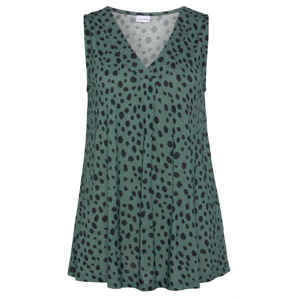 LASCANA Tanktop mit Alloverprint elegantes Blusentop ärmellos Bis zu 60% Rabatt