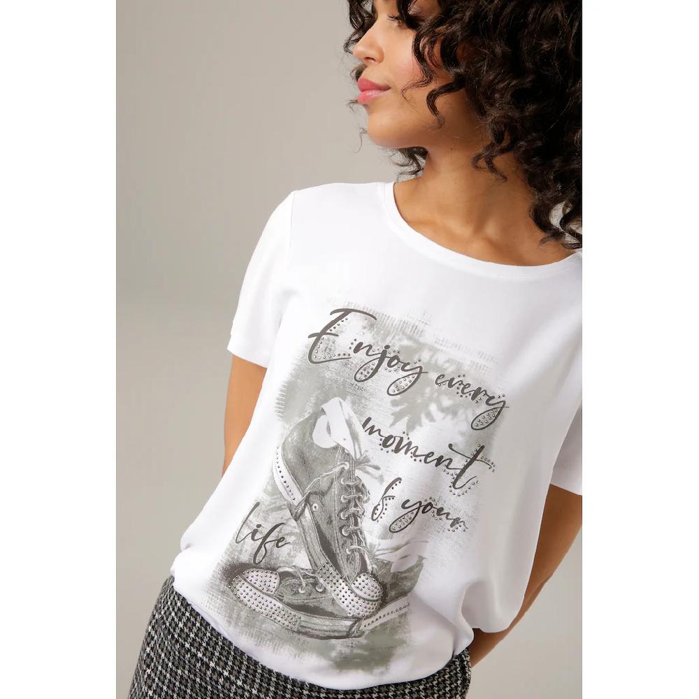 Aniston CASUAL Shirtbluse mit Glitzersteinchen verzierter Frontdruck Discount Store für neue Produkte