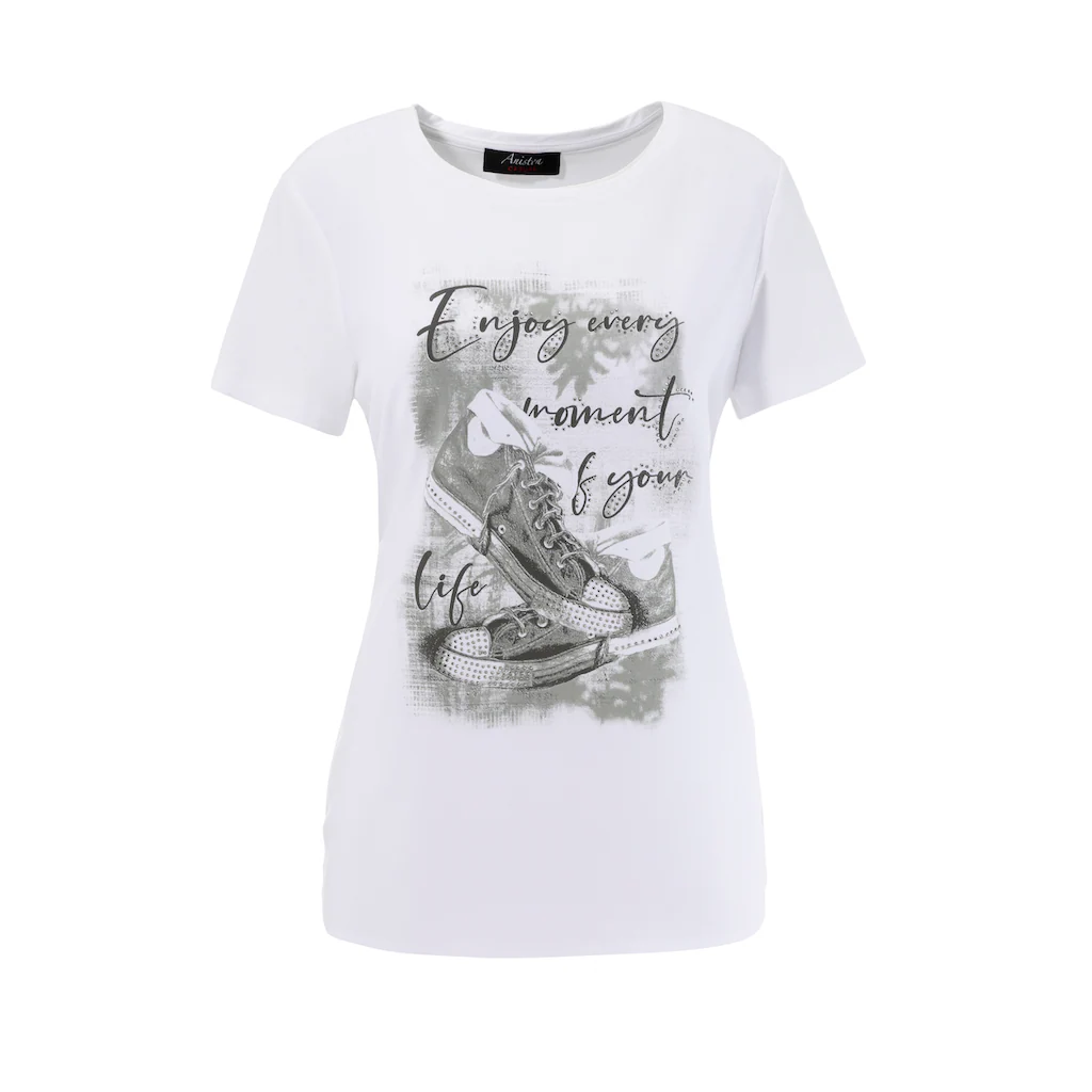 Aniston CASUAL Shirtbluse mit Glitzersteinchen verzierter Frontdruck Discount Store für neue Produkte