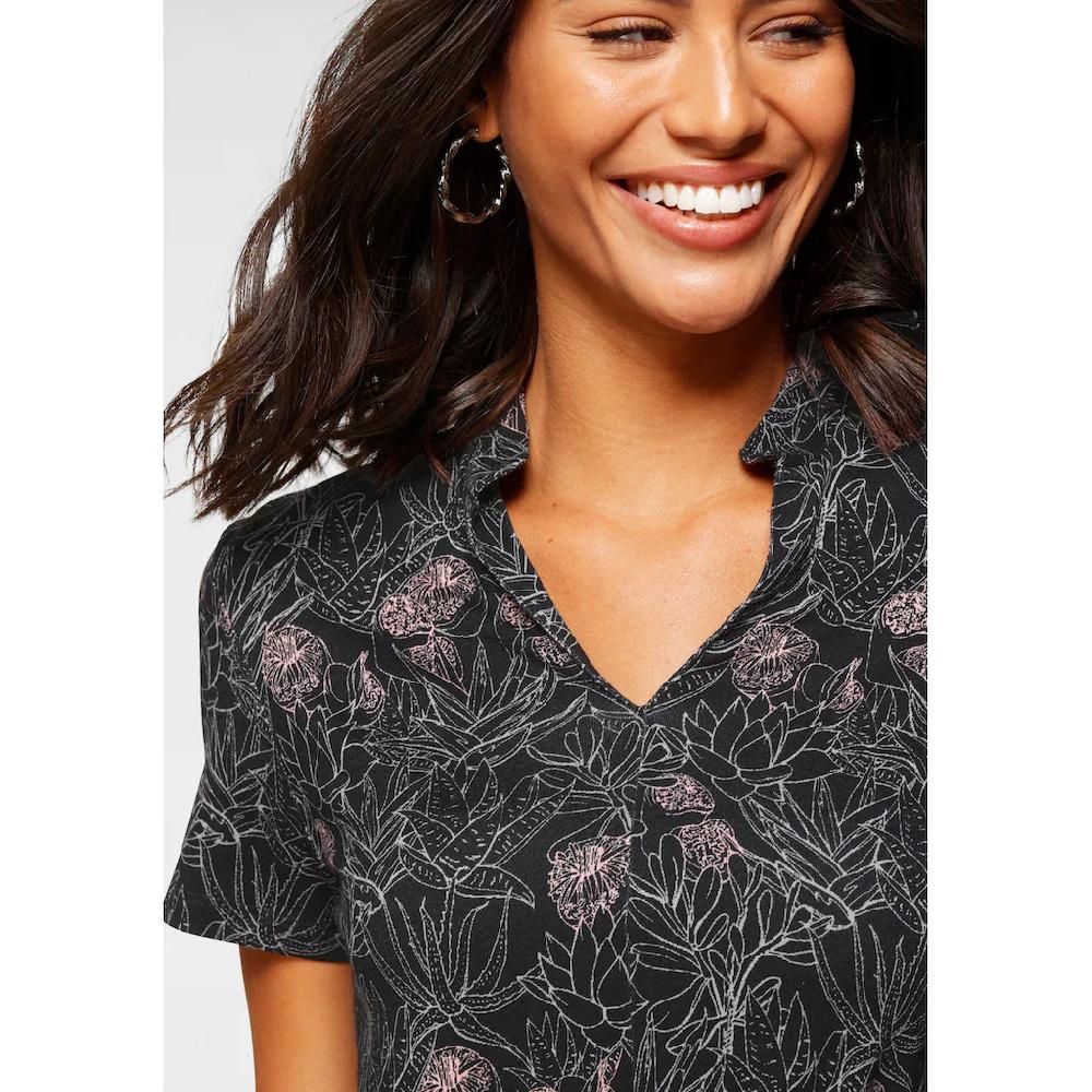 Laura Scott Jerseykleid wadenlang geblümtes Design aus Single Jersey mit Stehkragen Begrenzt auf 3 Tage