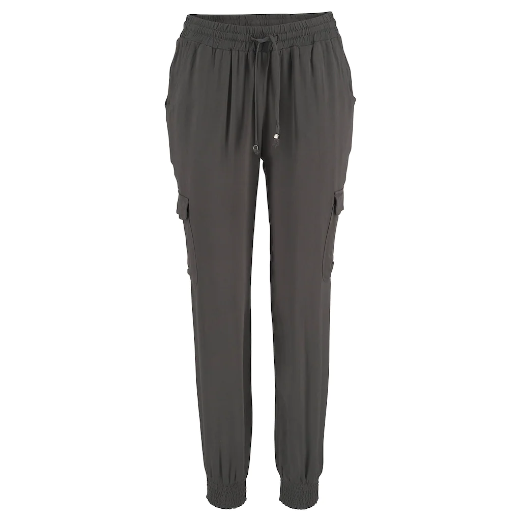 LASCANA Schlupfhose aus gewebter Viskose mit Taschen Stoffhose Cargohose Black Friday Preise