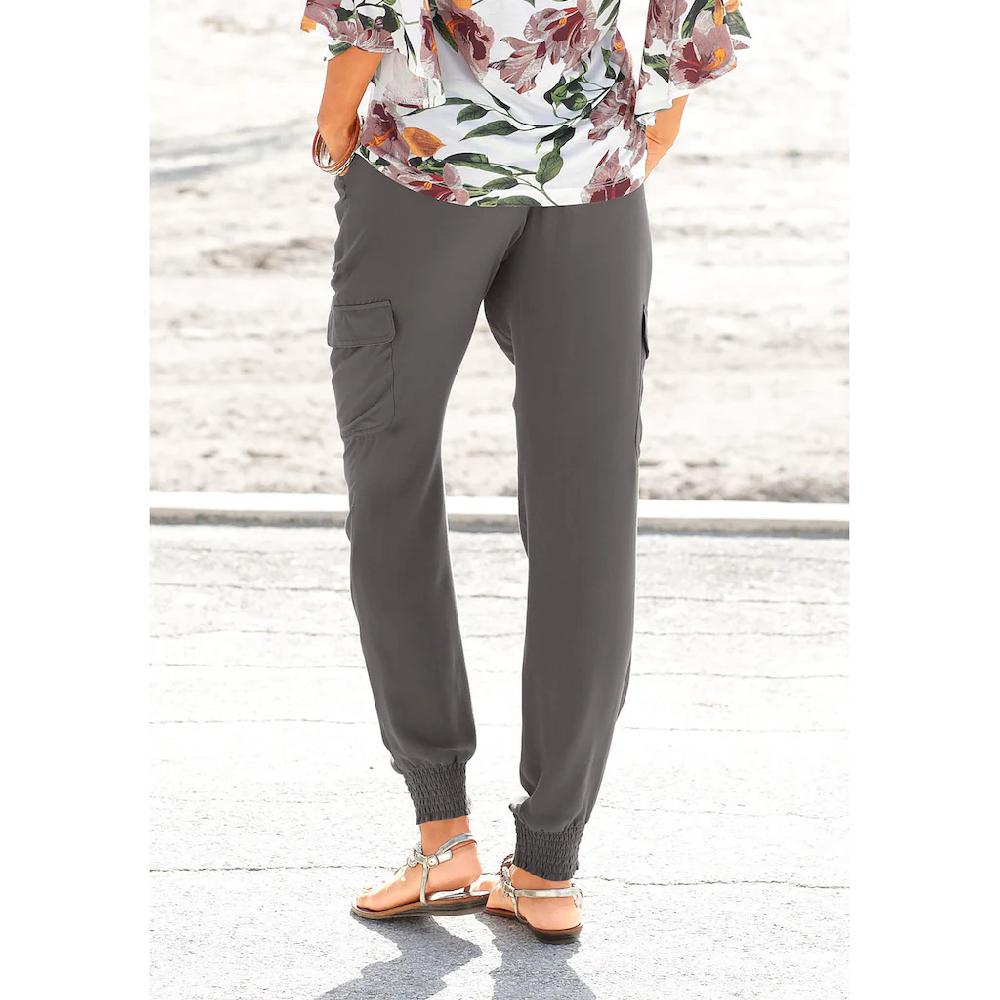 LASCANA Schlupfhose aus gewebter Viskose mit Taschen Stoffhose Cargohose Black Friday Preise
