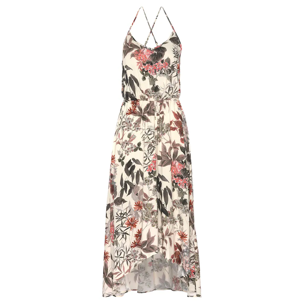 LASCANA Maxikleid mit Blumenprint leichtes Sommerkleid im Vokuhila-Stil Strandkleid Günstig kaufen
