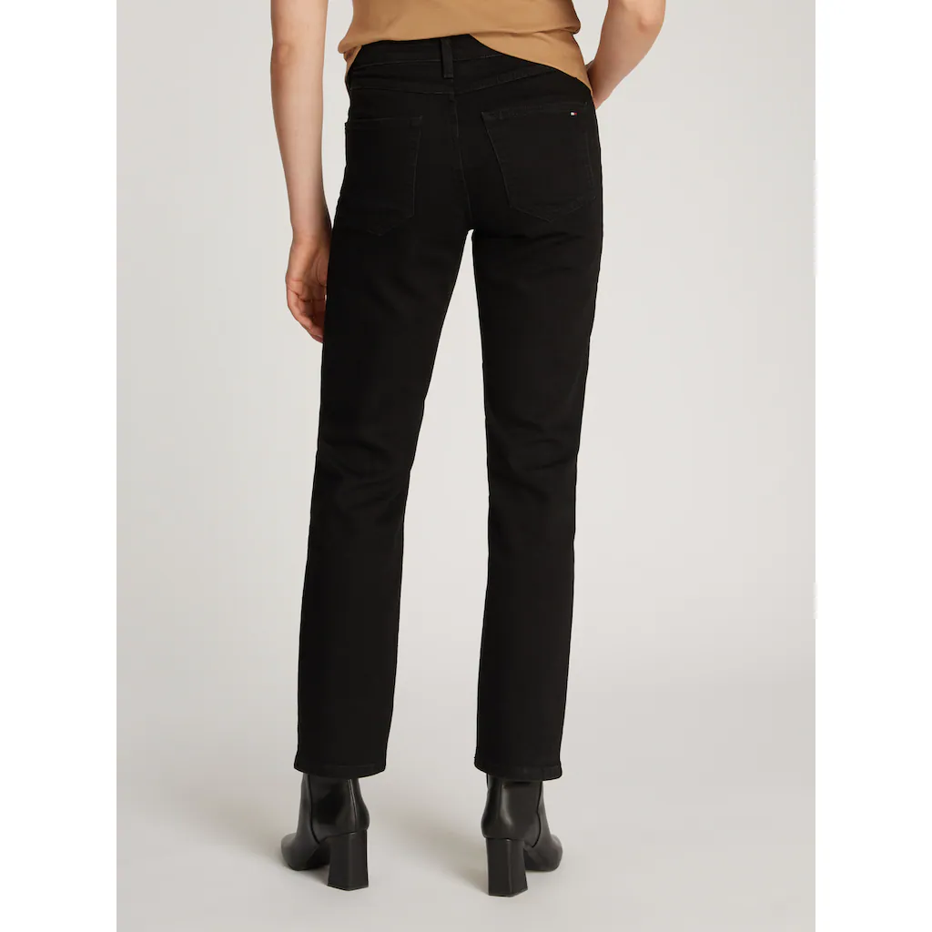 Tommy Hilfiger Straight-Jeans »CLASSIC STRAIGHT RW ECRU« mit Logo-Badge in Knöchellänge Großer Ausverkauf