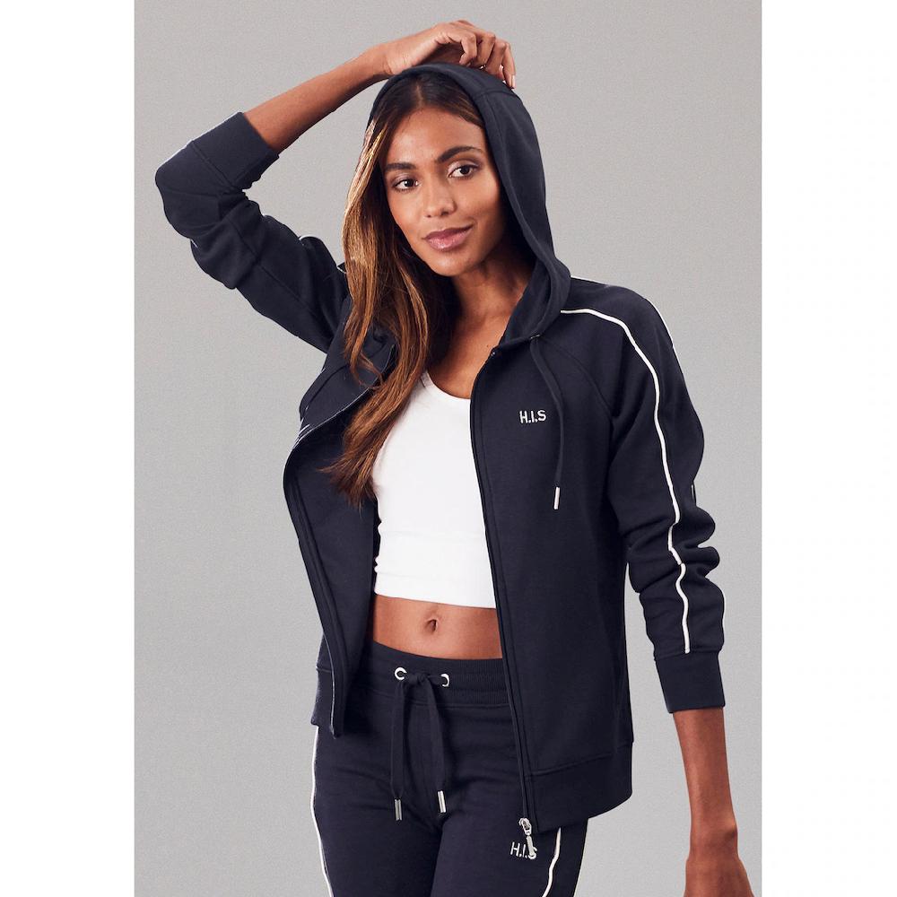 H.I.S Kapuzensweatjacke mit Piping an den Ärmeln Loungeanzug Vatertagsangebot