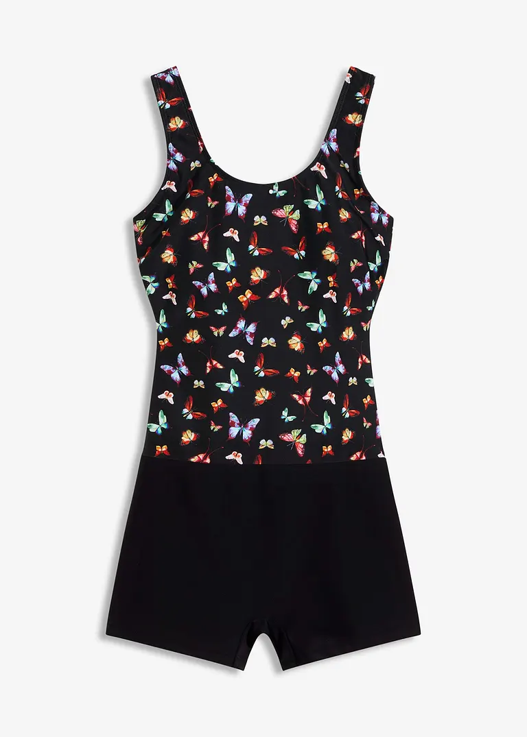 bonprix Modischer Badeanzug mit kleinem Bein - schwarz - Damen