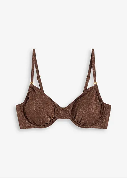 bonprix Glitzerndes Bügle Bikini Oberteil - braun Cup D