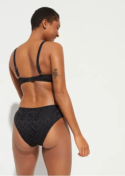 bonprix Femininer Monokini mit transparenter Spitze - schwarz Letzter Tag