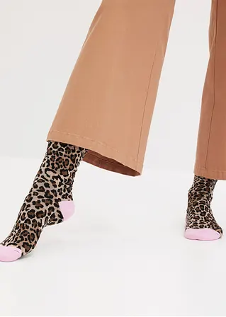 bonprix Hübsche Rüschen Socke mit Leo-Print - leo gemustert + schwarz Im Verkauf