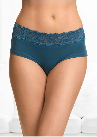 bonprix Hübsche Panty mit Spitzendetail - schwarz + blaupetrol 50% Rabatt für begrenzte Zeit