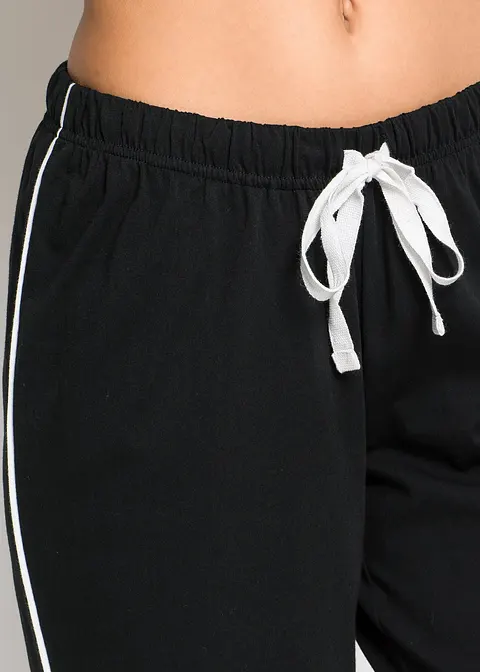 bonprix Sportlicher Capri Pyjama mit schönem Frontdruck - schwarz/weiß Vatertagsangebot