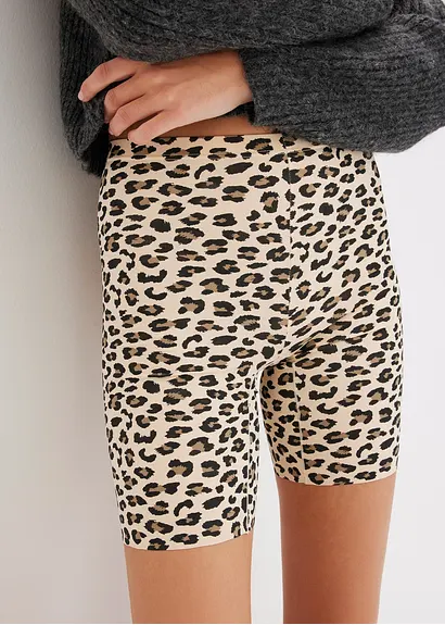 bonprix Bequeme Radlerhose mit trendigem Leo-Print - schwarz Online Outlet