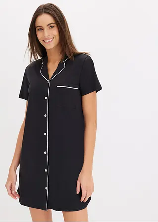 bonprix Gemütliches Nachthemd mit kurzen Armen - schwarz Zeitlich begrenztes Angebot