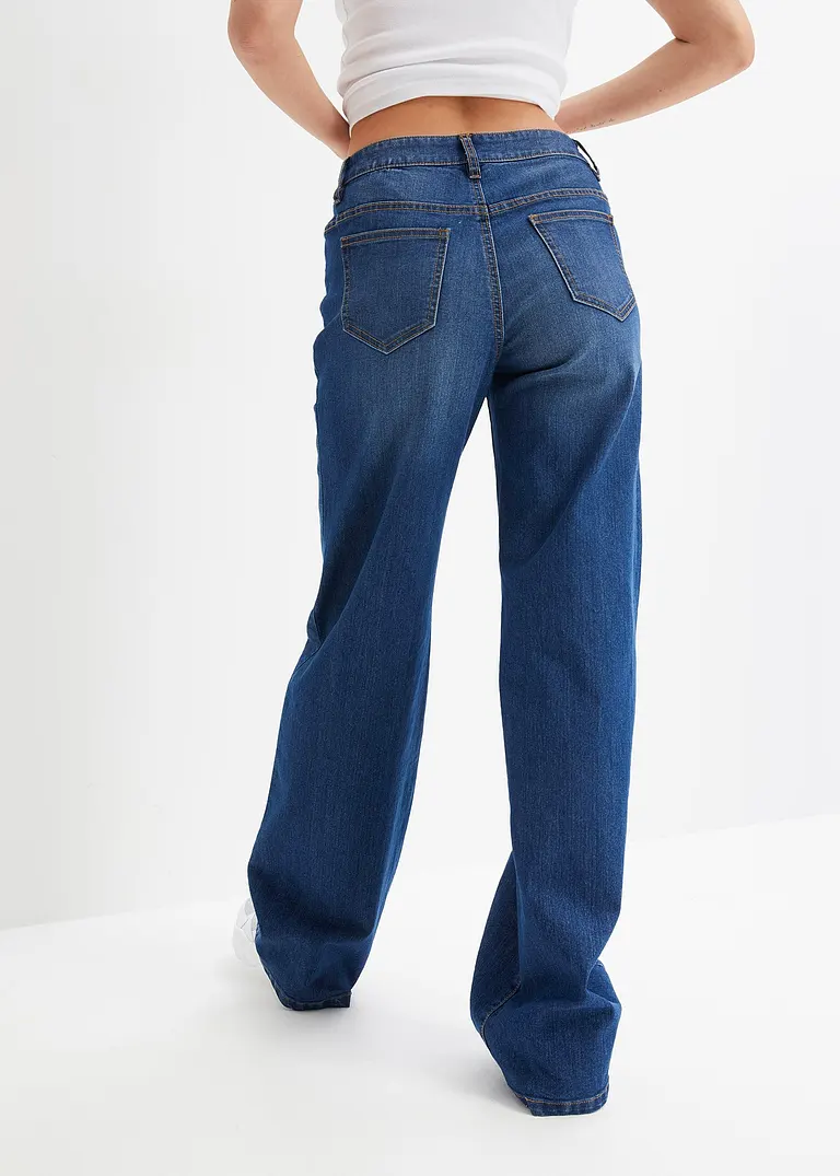 bonprix Wide Leg Jeans mit 5-Pocket-Style - blau petite Letzte 3 Tage