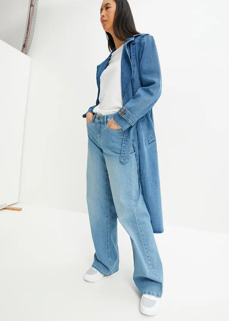 bonprix Wide Leg Jeans mit 5-Pocket-Style - blau regular JETZT KAUFEN
