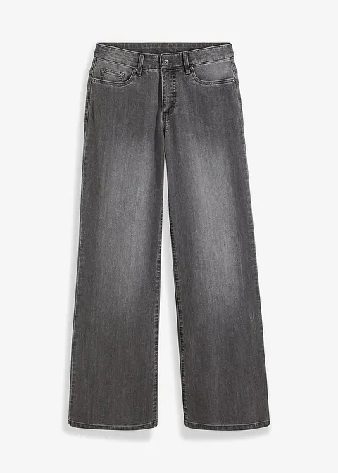 bonprix Wide Leg Jeans mit 5-Pocket-Style - grau regular