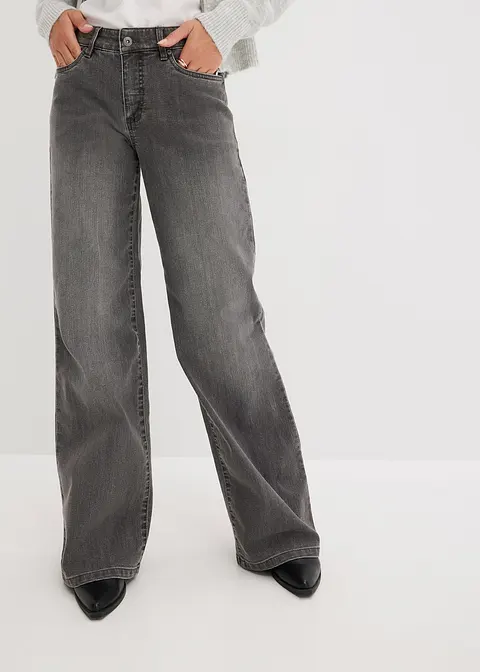 bonprix Wide Leg Jeans mit 5-Pocket-Style - grau regular Neueste Stile