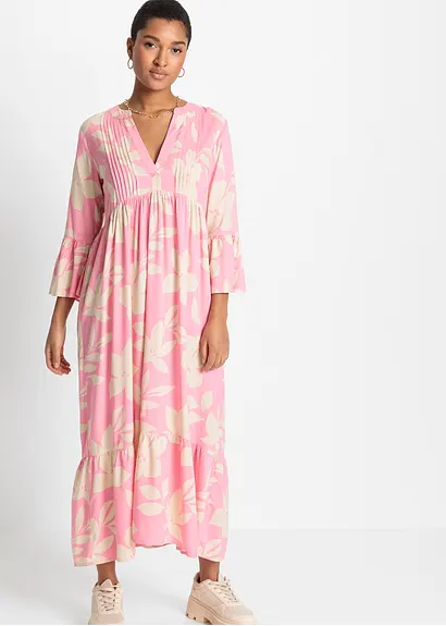 bonprix Geblümtes Maxikleid mit V-Ausschnitt aus nachhaltiger Viskose Bis zu 50% Rabatt