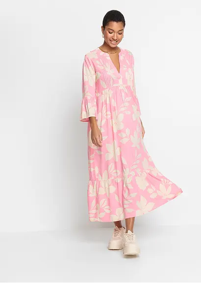 bonprix Geblümtes Maxikleid mit V-Ausschnitt aus nachhaltiger Viskose Bis zu 50% Rabatt