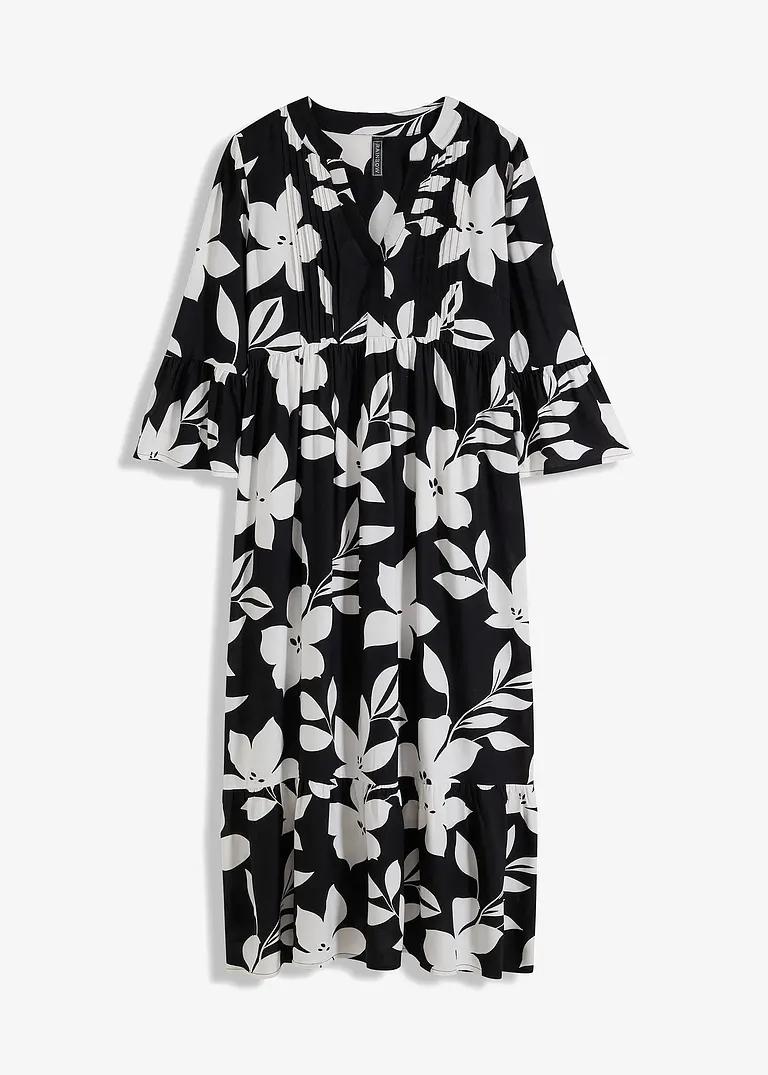bonprix Geblümtes Maxikleid mit V-Ausschnitt aus nachhaltiger Viskose